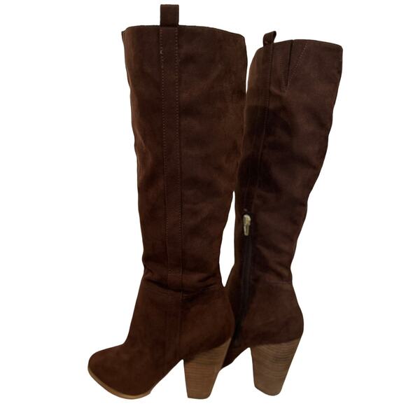 Charles by Charles David Skyler Brown Vegan Suede Stacked Heel Tall Knee Boots 9 - Picture 4 of 7